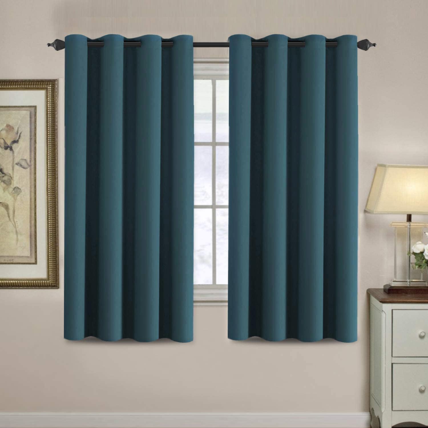 Photo 1 of H.VERSAILTEX Blackout Grommet Curtain Panel, 52"x63", Dark Teal
