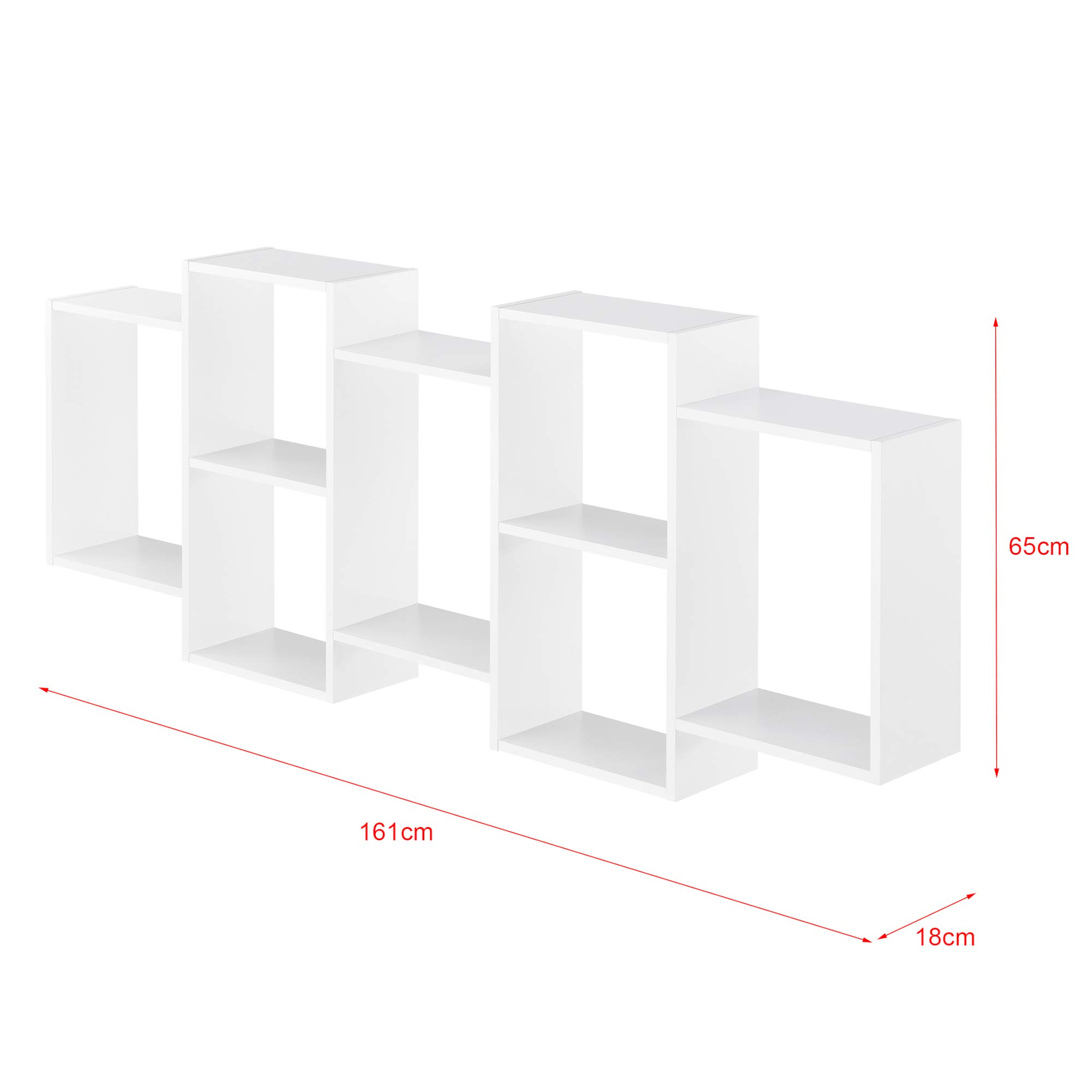 [en.casa] Estantería Pared Jessheim 7 estantes 161x18x65 cm Blanco Lacado