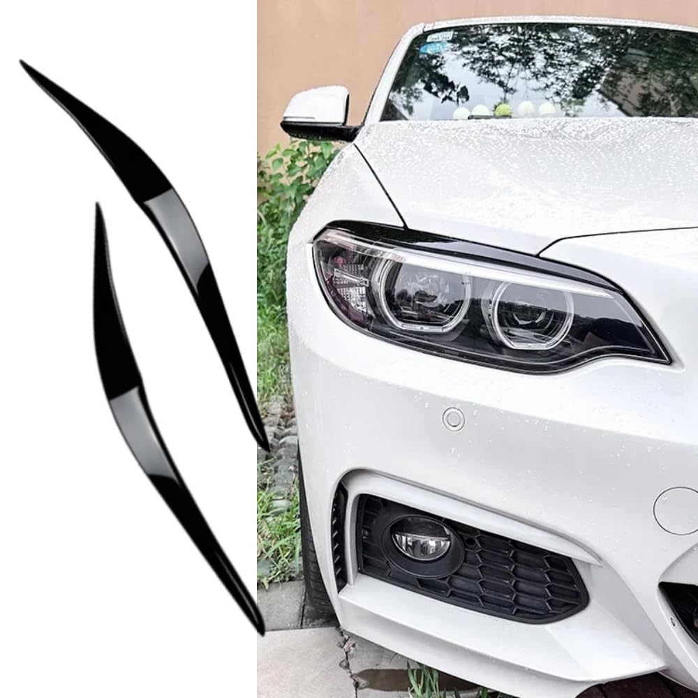 Coperture per fari auto, sopracciglia per fari lucide nere, 2 pezzi di coperture per sopracciglia e palpebre compatibili con BMW Serie 2 F22 F23 2015-2019