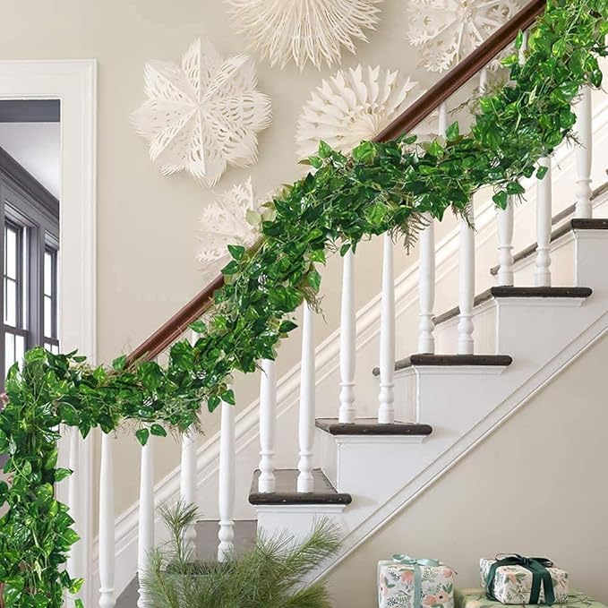 DODECROO® Artificial Money Plants 30 Leaves Creeper Bail for Decoration, Main Door Wall Balcony Office Terrace Decoration | Long Garland for Party Home, Wedding, Festivals, Craft (8 Feet) (Pack of 3)-image-10