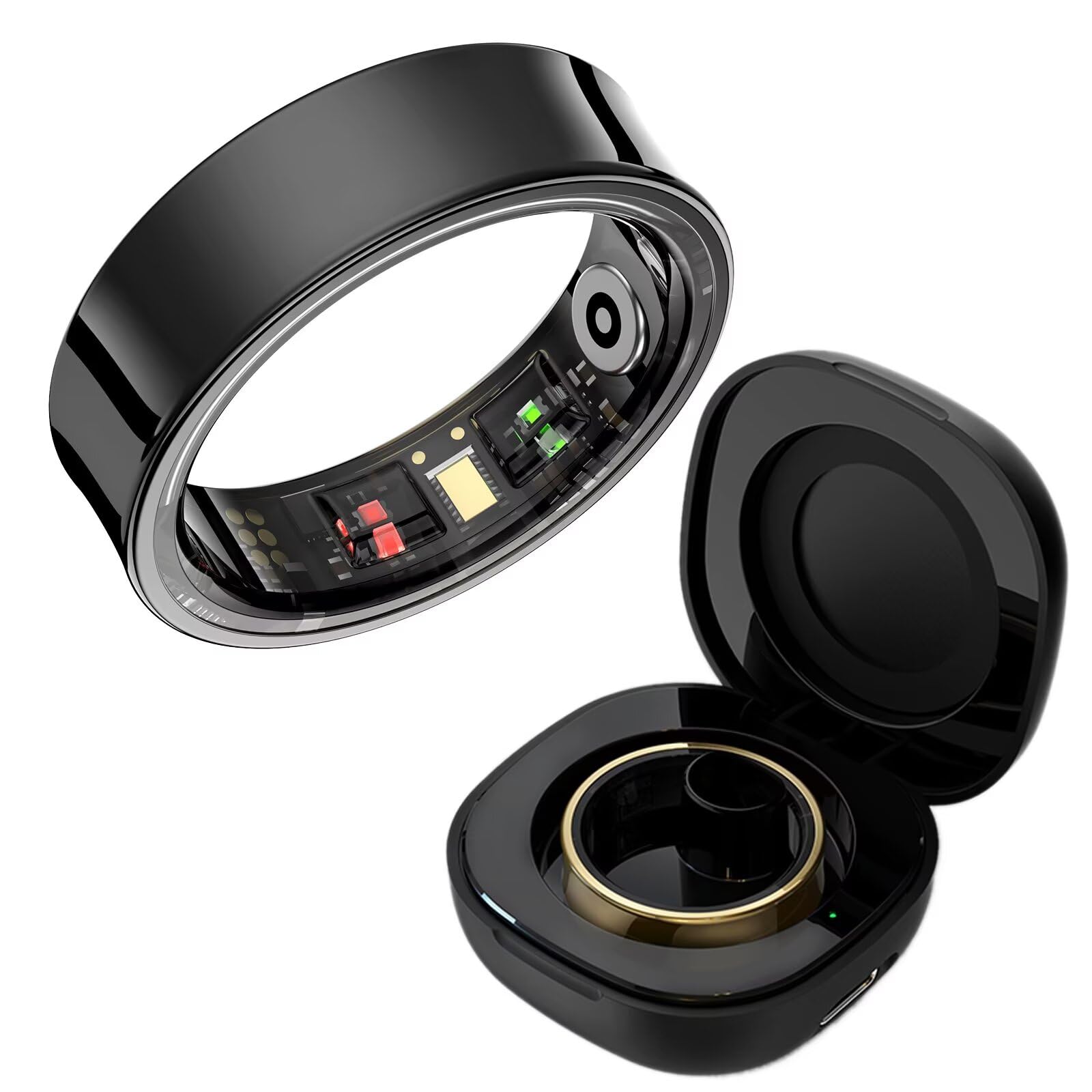 Bague intelligente de fitness pour homme et femme - Android iOS - SpO2 - Tracker de sommeil - Étanchéité IP68 - Podomètre - Calories - Fréquence cardiaque - Moniteur de sommeil - Tracker d'activité