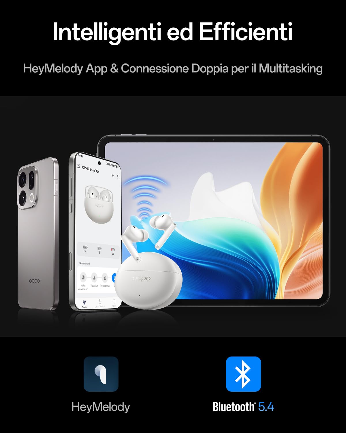 OPPO Enco X3s Cuffie True Wireless, Auricolari Bluetooth 5.4 con Suono Dynaudio, ANC Ibrido 55dB, Audio Hi-Res LHDC 5.0, 45 Ore di Autonomia, IP55, Doppi Driver Dinamici, Traduzione AI, Nebula Silver