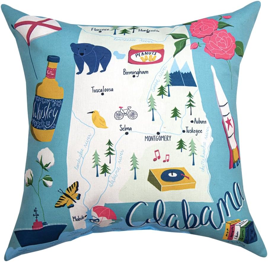 Alabama Map Climaweave Pillow 18" Indoor/Outdoor