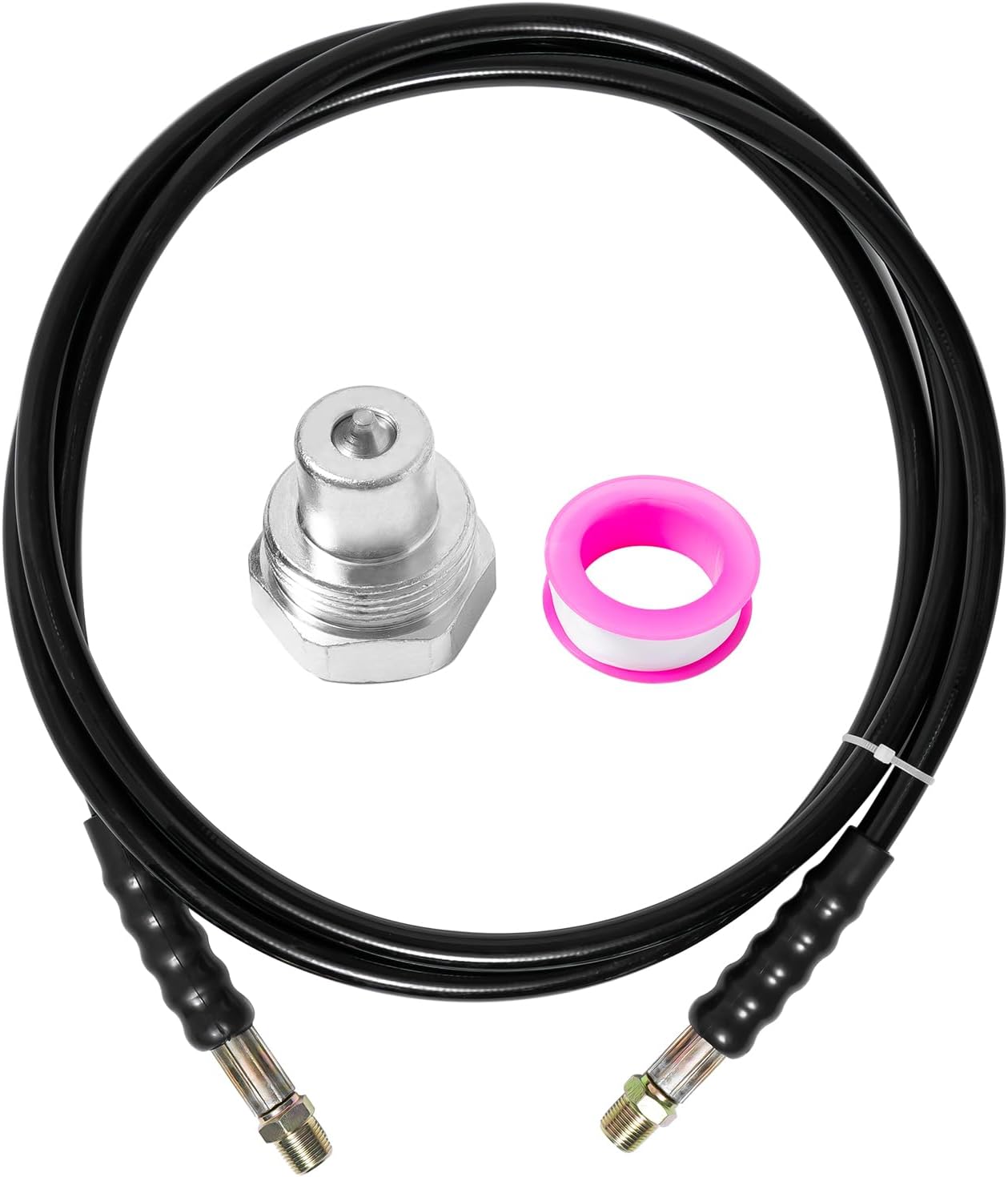 10 ft 10,000psi High Pressure Hydraulic Hose, CH-604 Coupler 3/8"" NPT Thread Hydraulic Hose Assembly, Widely Used in Agriculture and Road Construction, Black, H72-MCR-7HY395