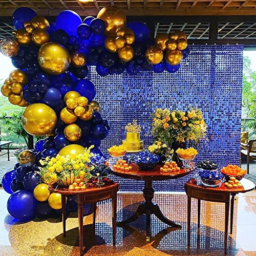 Image of COKAOBE Blue Shimmer Wall Backdrop, 36PCS Square Sequin Shimmer Backdrop Panel, Photo Backdrops for Birthday, Anniversary, Wedding, Graduation & Bachelorette Party Decoration