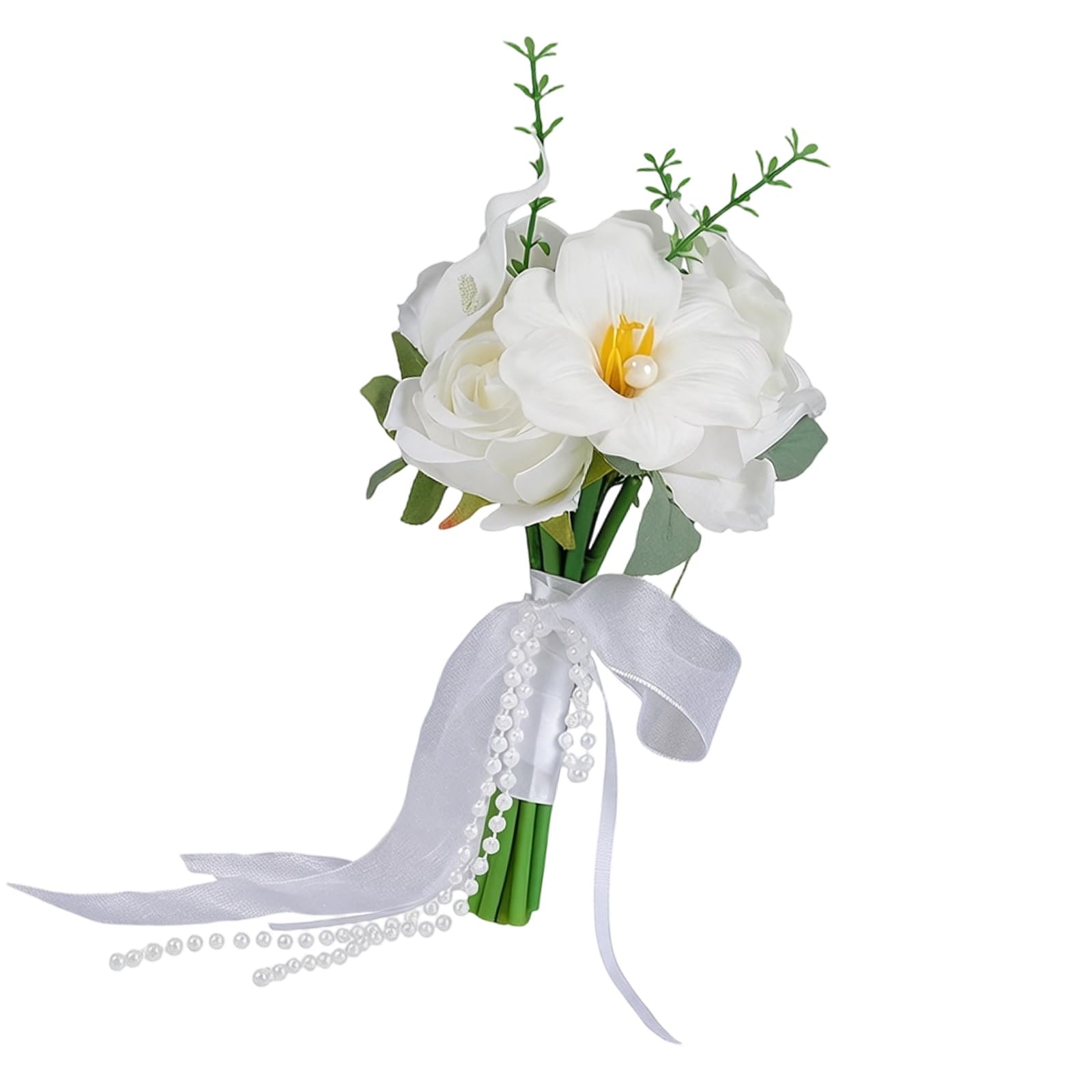 Hzbb B Hzb Silk White Calla Flowers Ouquet Lightweight For Ridal Party Decoration Accessory Artificial Roses Ouquet White Shades For Ceremony Reception Ride Arrangement