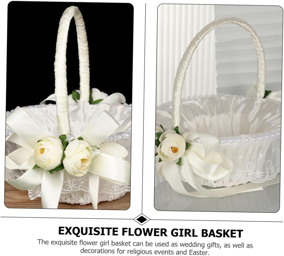 TOYANDONA Rustic Wedding Basket with Handle Small Woven Flower Girl Basket for Weddings and Petal Collection Ceremony Supplies