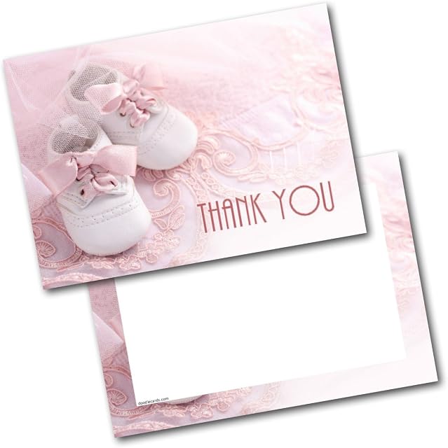 doodlecards Thank You Baby Gift Baby Shoes Girl Postcards Cards Pack of 20 Postcards and Envelopes