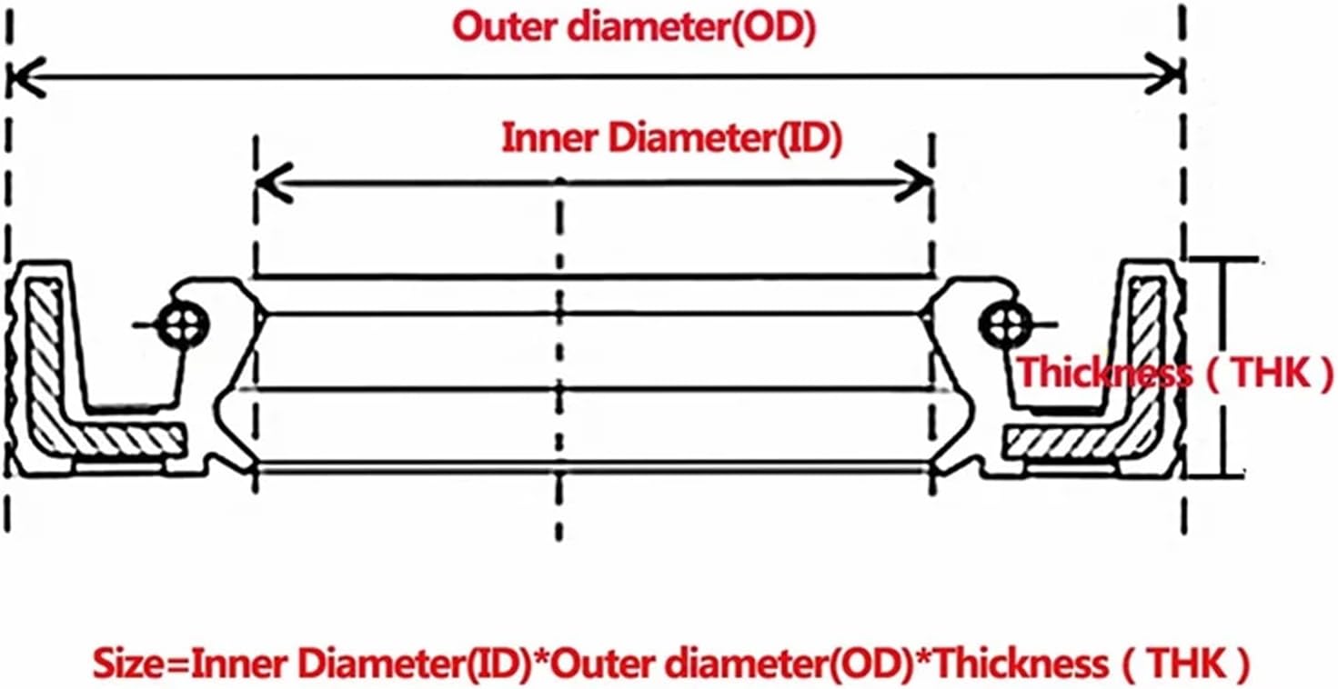 2Pcs ID 40mm Oil Seal TC-40 * 52/54/55/56/58/60 * 5/6/7/8/10/11/12mm Fluoro Rubber Ring Double Lip With Spring For Bearing Shaft(40x52x8mm)
