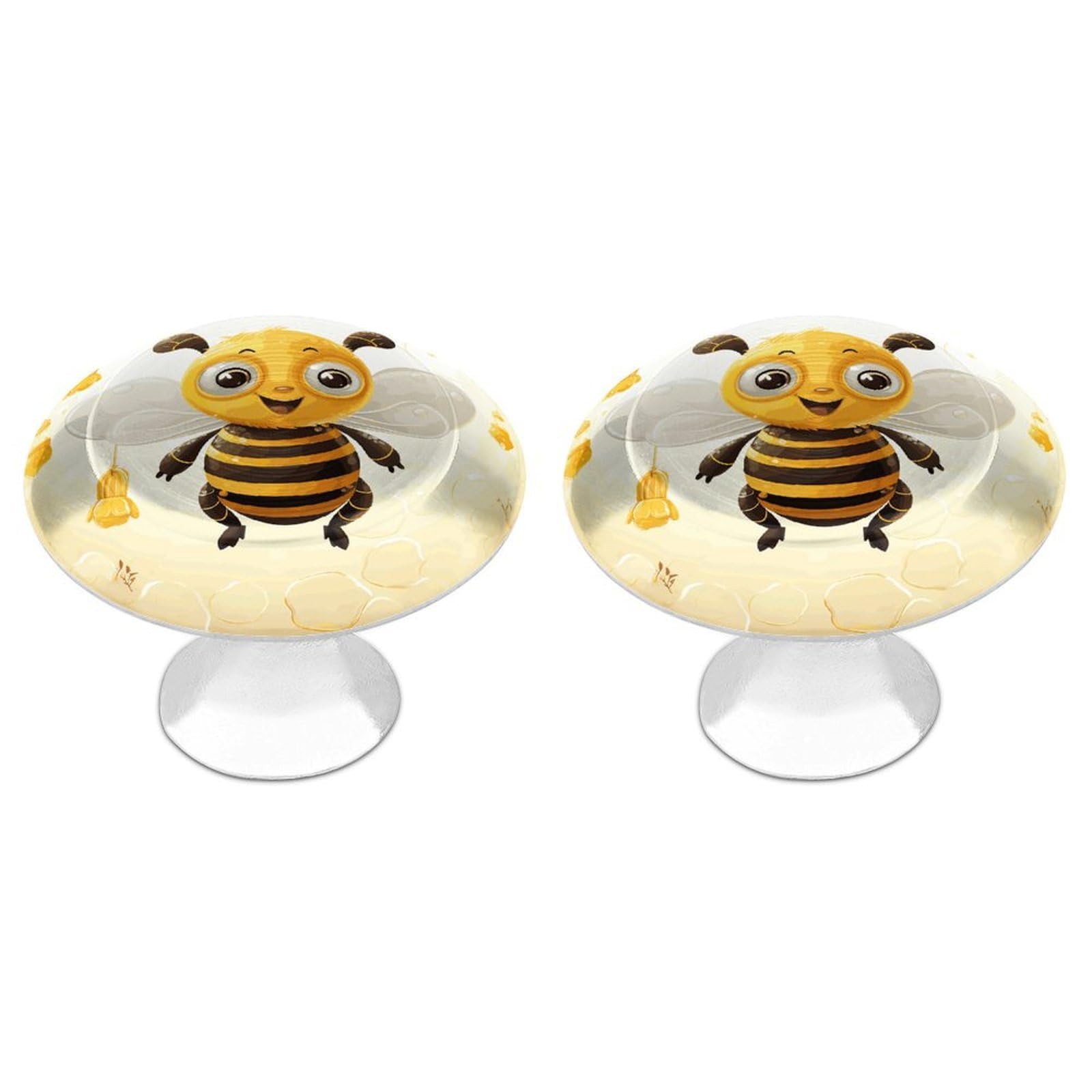 Btcowzrv Style Cute Bees Honey 2 Pack Cabinet Knobs Drawer Pulls