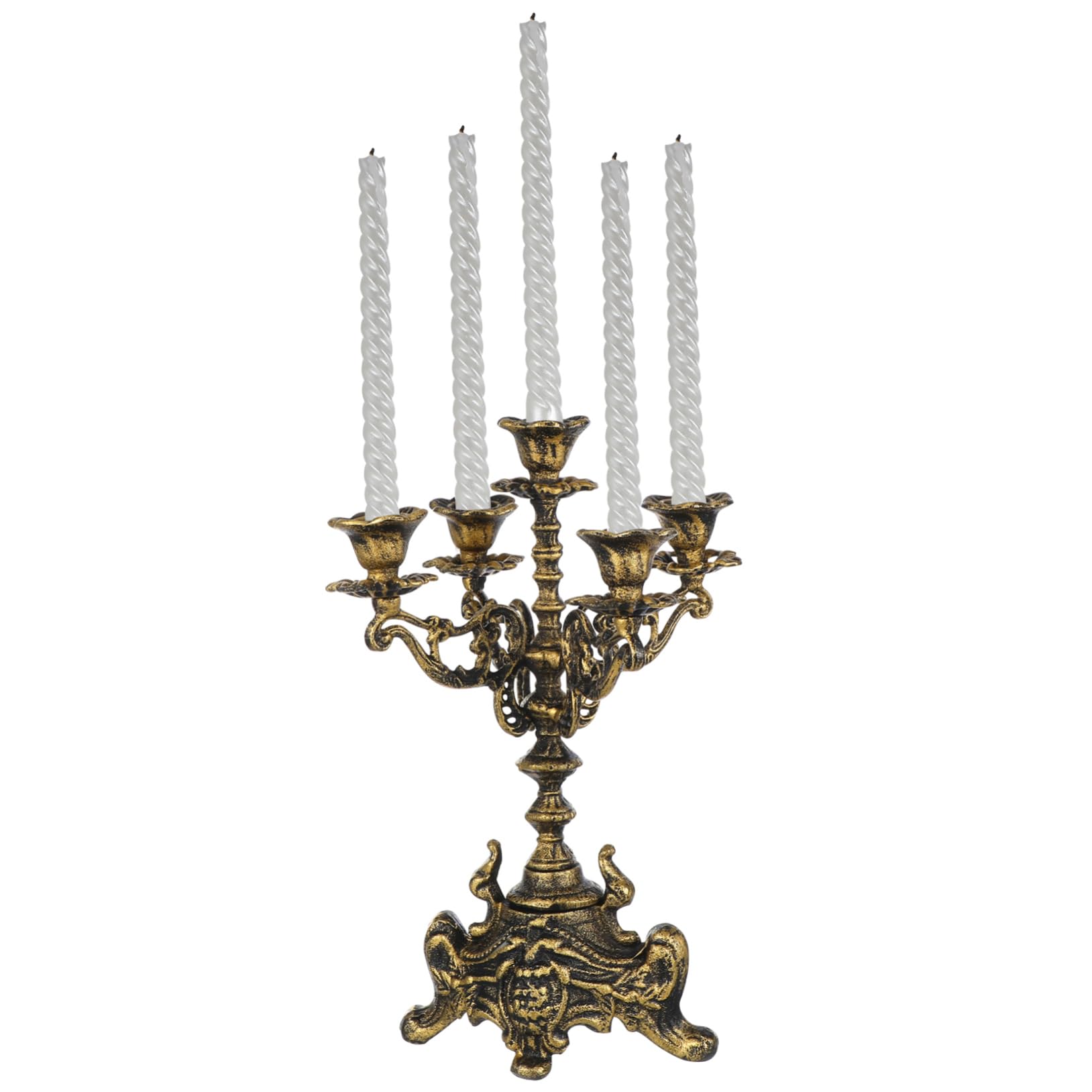 Candelabro de Hierro Fundido Dorado Estilo Retro para Mesa