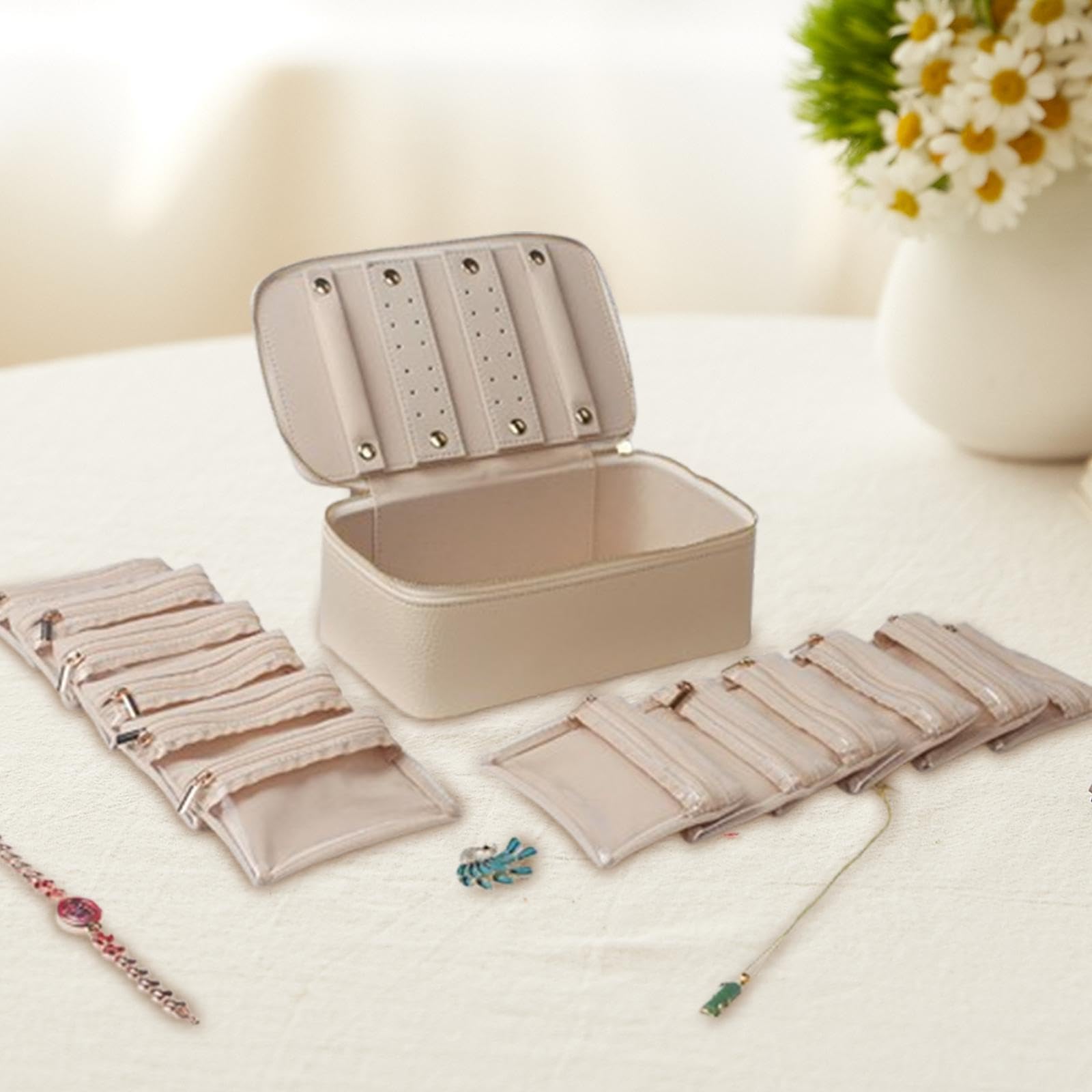 Portagioie con 12 Sacchetti di Velluto, Ideale Come Regalo per Collane, Anelli E Orecchini, Perfetto per, per Ragazze E Mamme.