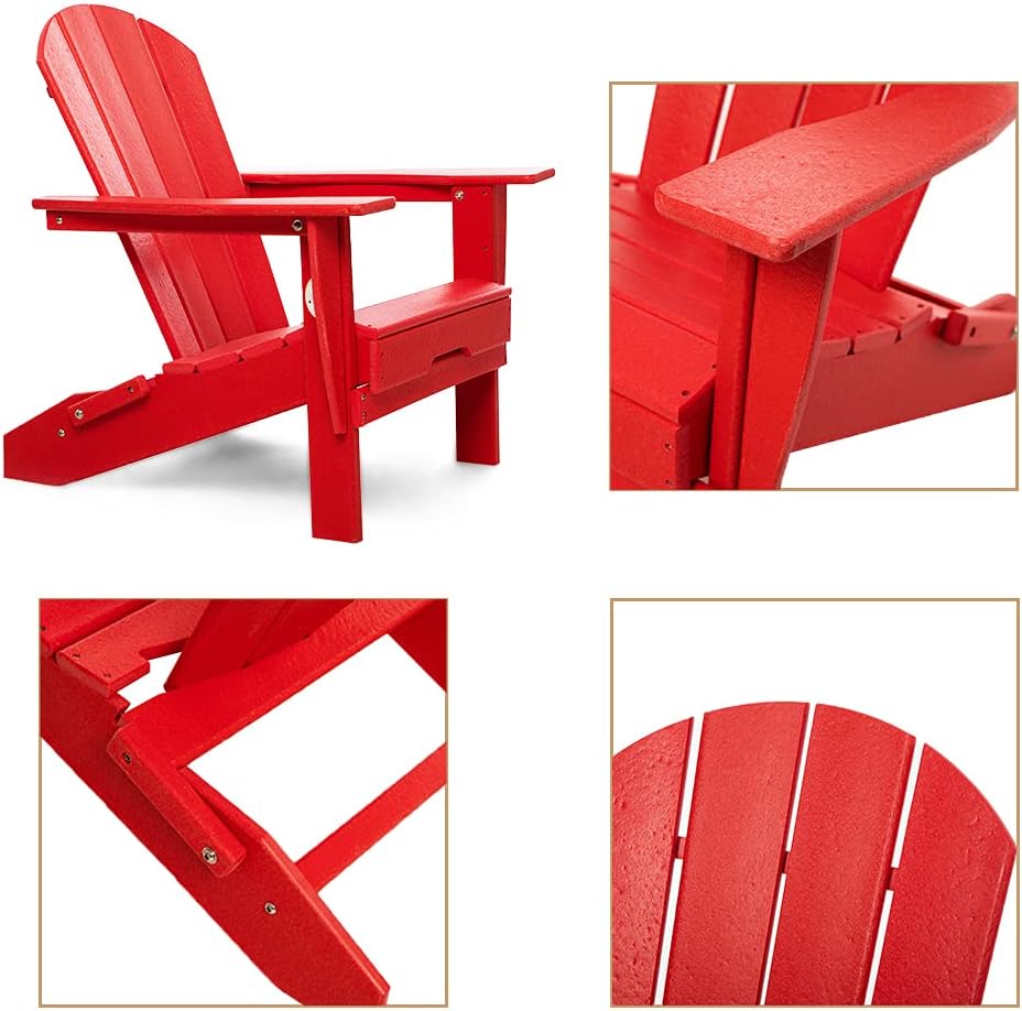 ResinTEAK Plastic Folding Adirondack Chair | Adult-Size, Weather Resistant for Patio Deck Garden, Backyard & Lawn Furniture | Easy Maintenance & Classic Adirondack Chair Design (Apple Red) : Patio, Lawn & Garden