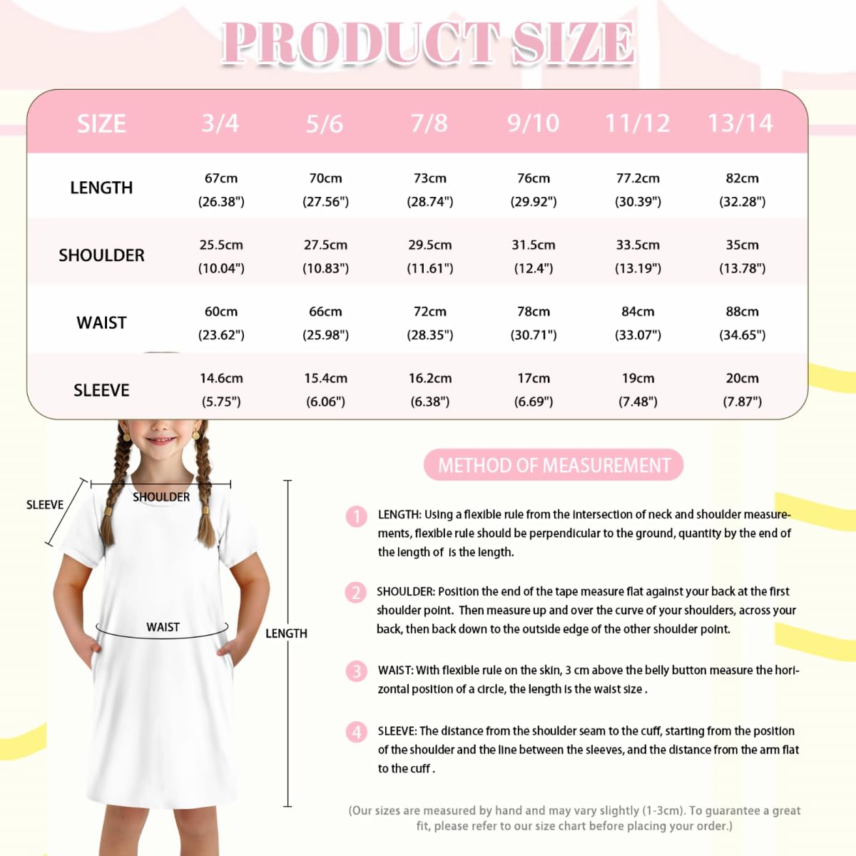 Chemise de nuit confortable à manches courtes pour fille de 3 à 14 ans