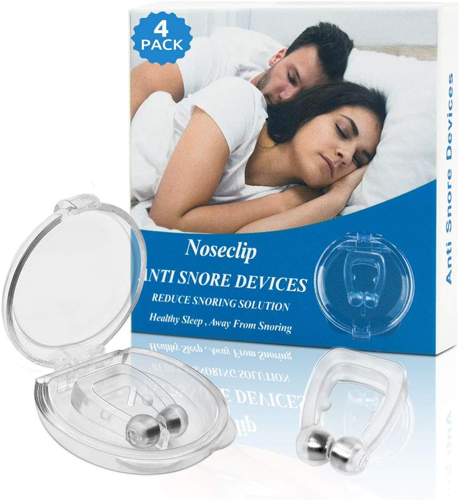 Anti Snore Devices, Snoring Stop Silicone Magnetic Anti Snore Clip, Stop Snoring Comfortable Professional Sleeping Aid Relieve Snore for Men Women(4 Pack)