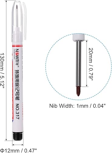 Miniatura 8 de PATIKIL Rotuladores de punta profunda, paquete de 4 rotuladores de punta larga, punta roja, para carpintería de construcción, carpintería, color