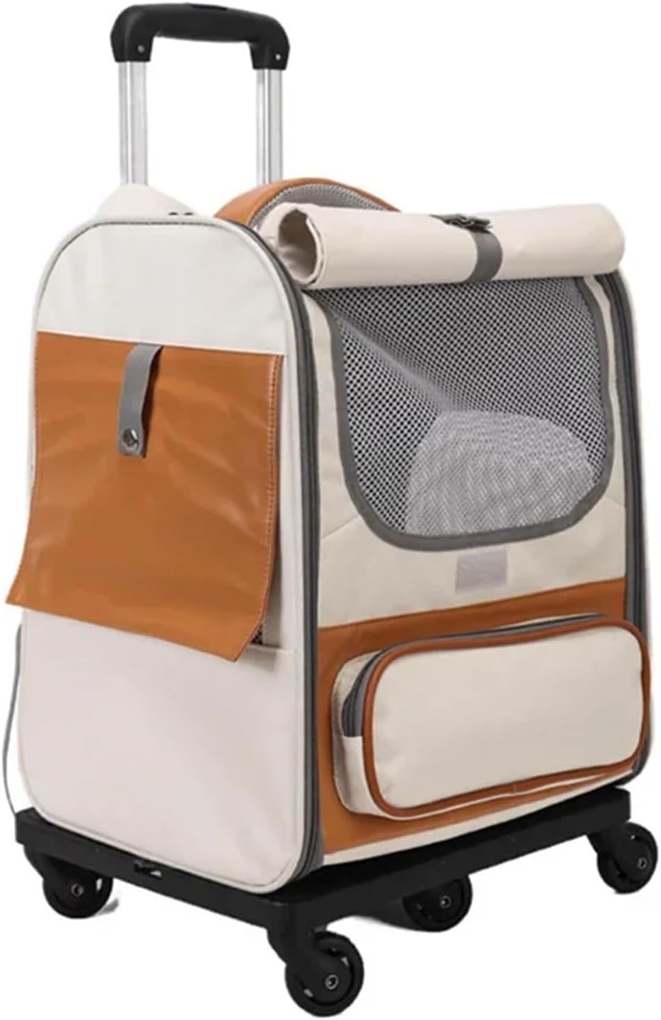 Pet Trolley Box Carrier with Wheels, Foldable Breathable Cat Bag Large Capacity Travel Trolley Bag
