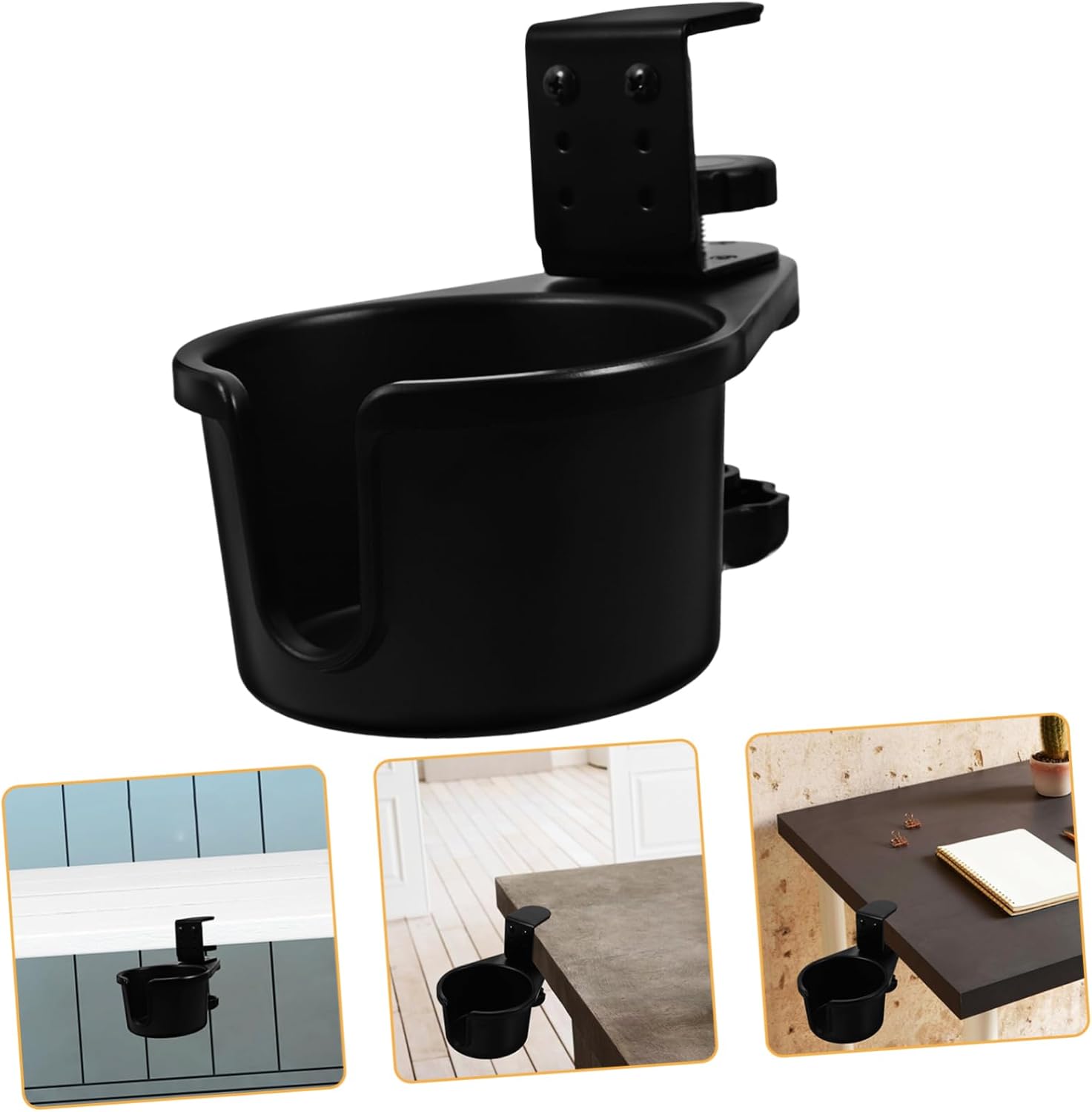 3pcs Desk Cup Holder Clamp Rotating Table Accessory for Mugs Bottles Sleek Design for Gaming Desks Easy Installation Space-Saving Cup Holder for Home Office