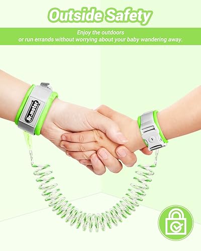 Miniatura 7 de Correa de muñeca antipérdida, paquete de 2 correas de seguridad para niños pequeños con cerradura de llave, arnés reflectante para caminar para