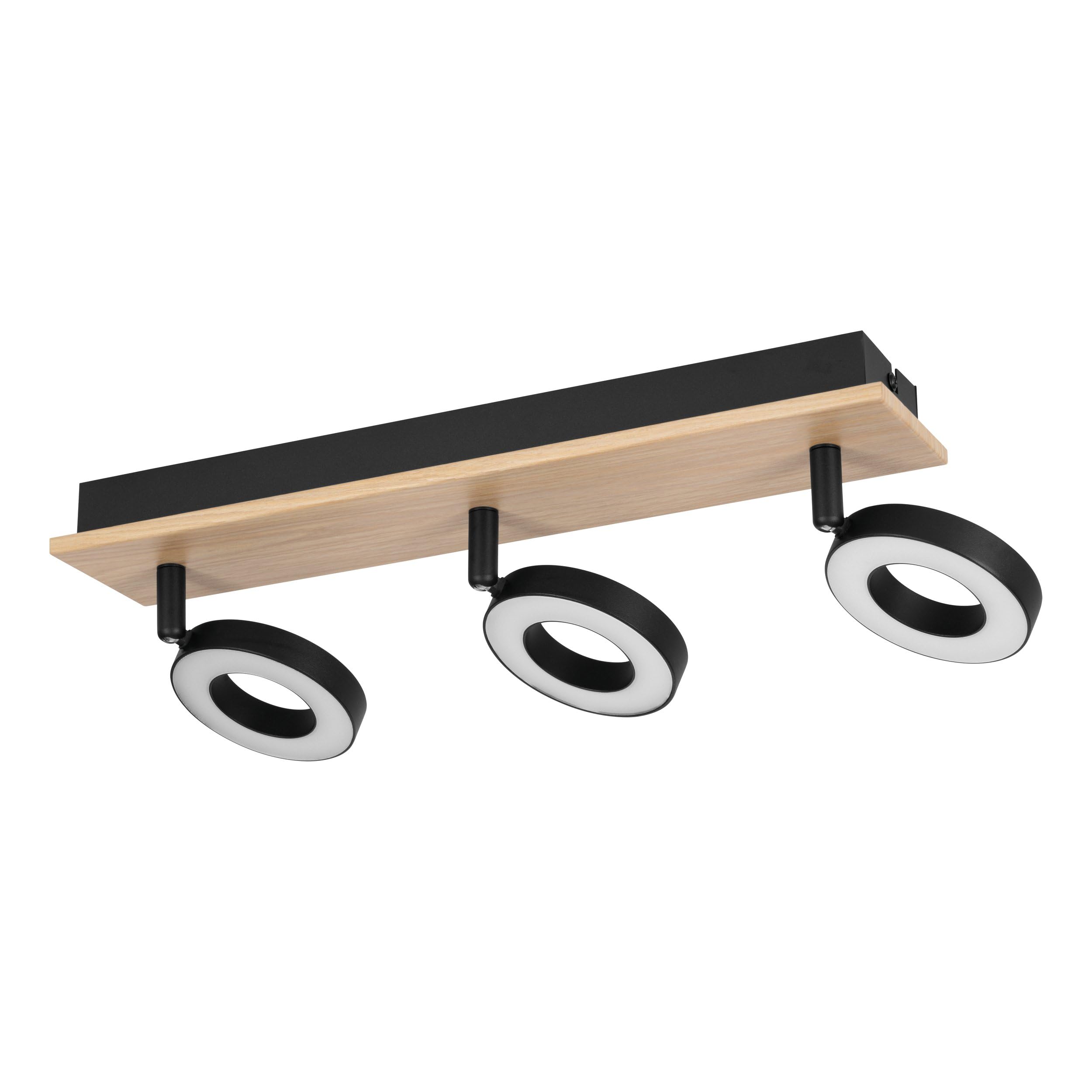 Plafonnier LED à 3 spots bois et métal pour illuminer chaleureusement votre salon