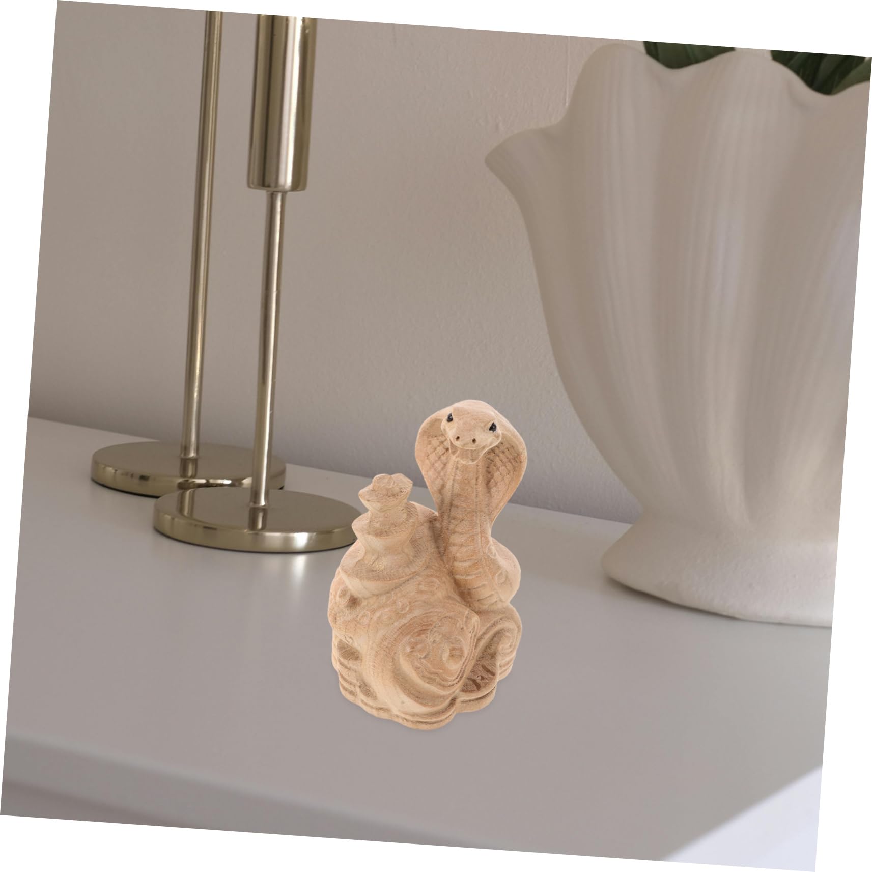 Holz Schlangenstatue Feng Shui - Handbemalte Figur Jahr Der Schlange Dekoration