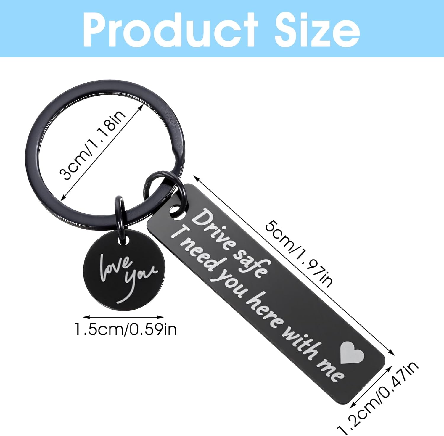 Ouligay Drive Safe Keychain for Him Boyfriend Birthday Gifts for Him Bf Husband Fiance Men Boyfriend Bf Romantic I Love You - Image 4