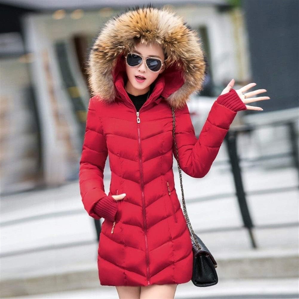 DDX Parker coat pike coat fashion winter jacket ladies big fur belt hooded thick down pike coat x long female coat coat Slim warm winter coat (Color : Red, Size : XXXL)