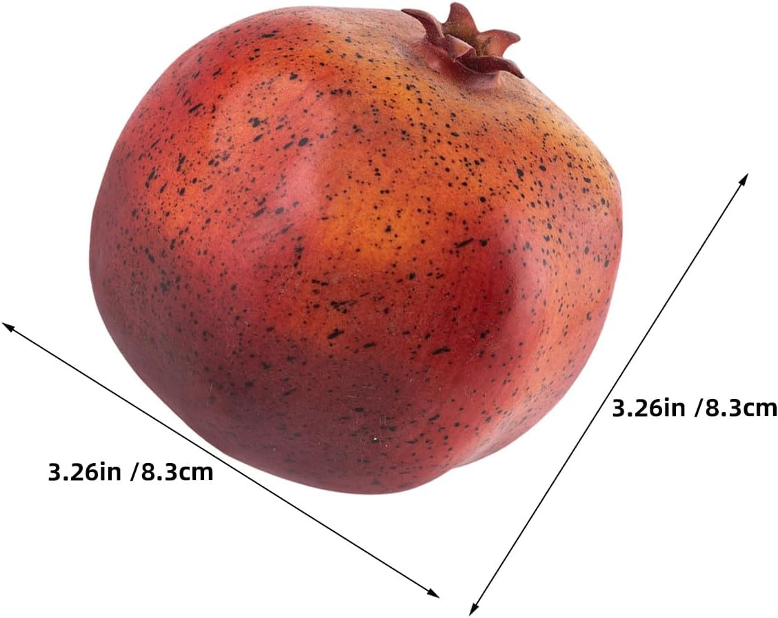 6pcs Realistic Artificial Pomegranate Models Weighted Faux Fruit Ornaments for Kitchen Home Décor Harvest Party Photography Props