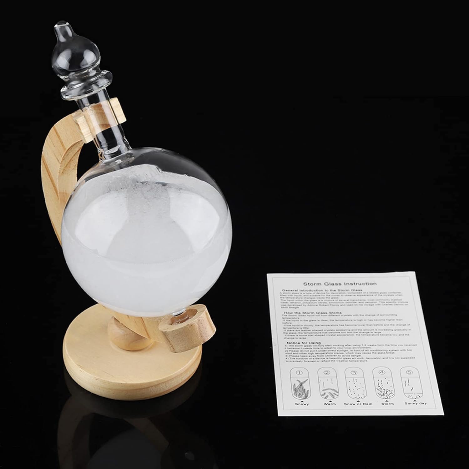 Creative Glass Barometer Desktop Weather Predictor for Home and Office Decor Unique Gift 8.46x5.51in