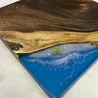 Vista 134 de Mesa de epoxi transparente, mesa de sofá con forma cuadrada, mesa auxiliar de resina de madera, mesa de centro de madera con borde natural para sala