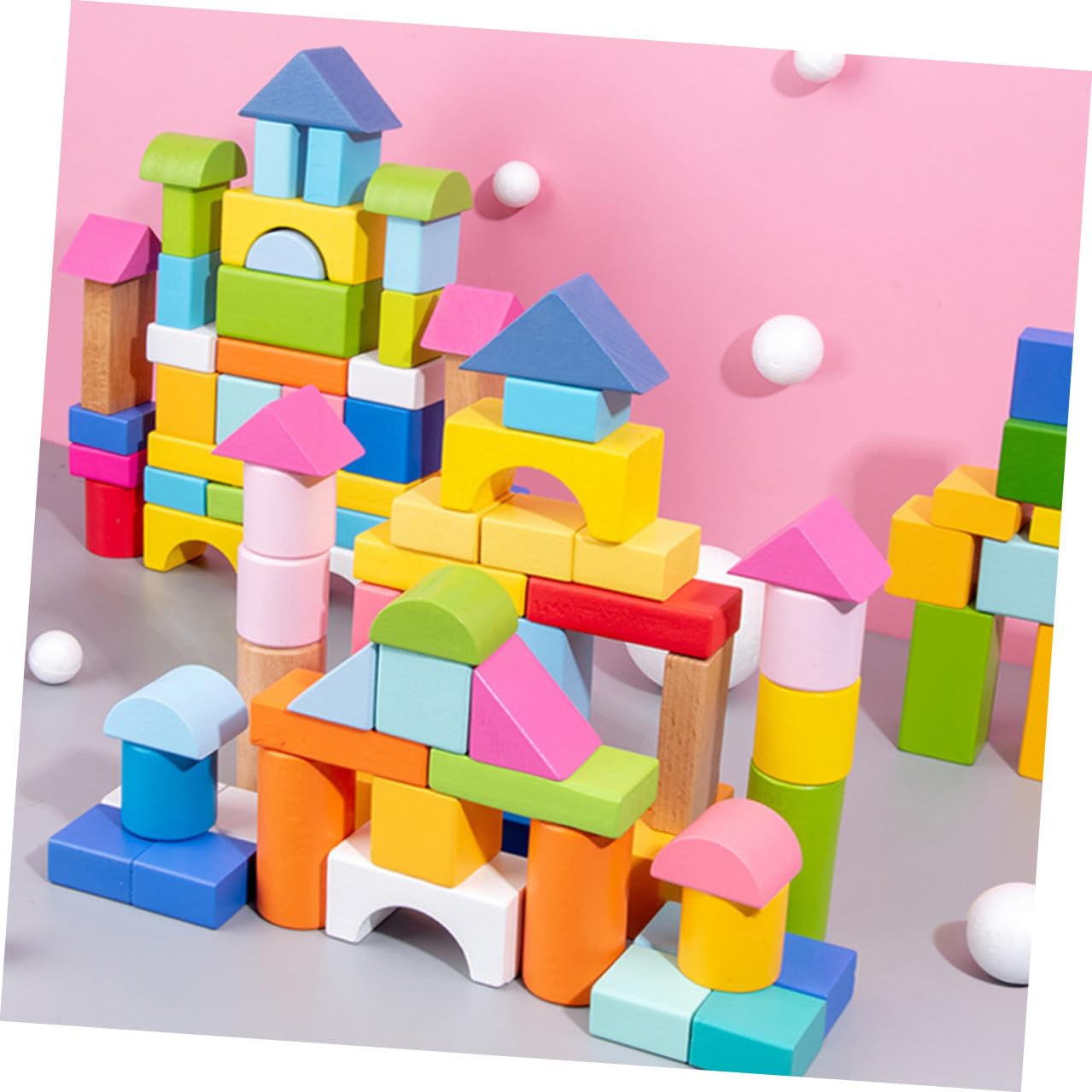 Bloques de Construcción Geométricos en Plástico Seguro para Niños de 100 Piezas Textura Lisa y Delicada para Jugar y Aprender
