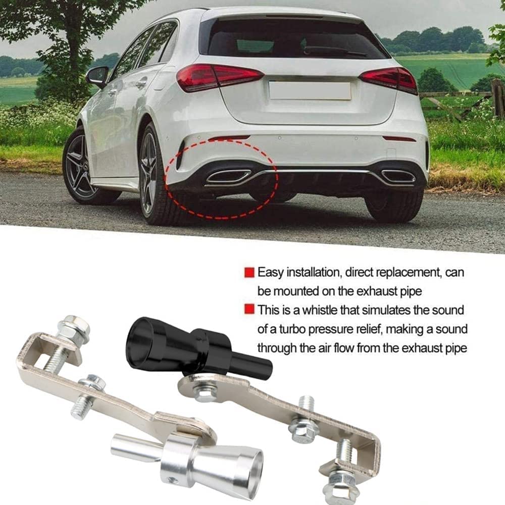 Turbo Whistle Per Auto - 2 Pezzi, Alluminio, Nero/Argento, Suono Turbo