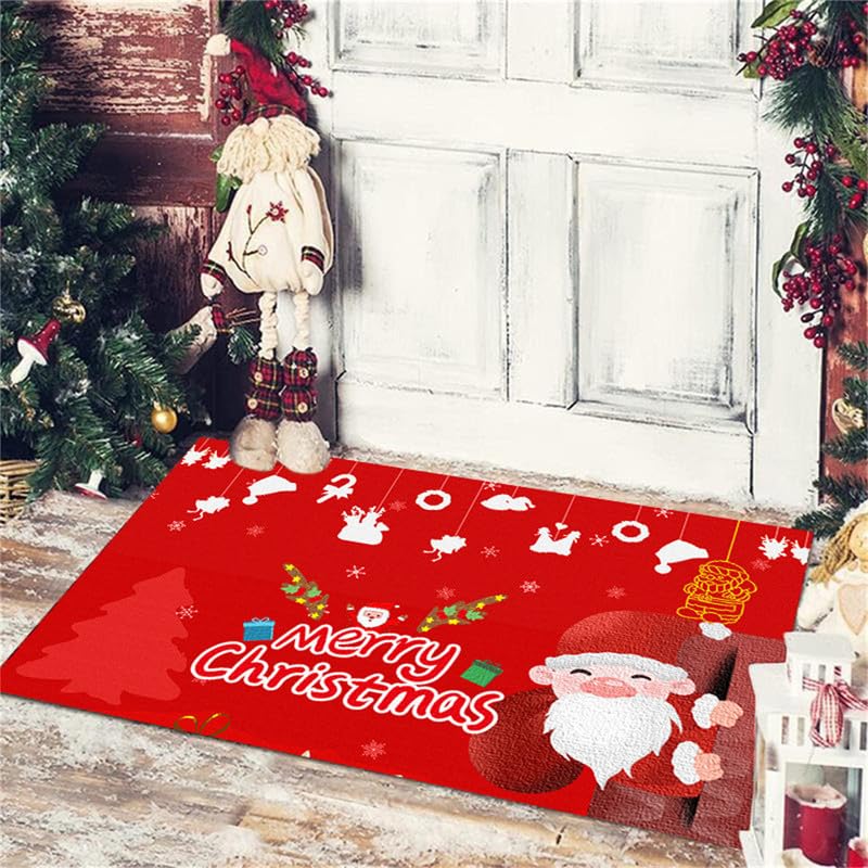 Felpudo Decorativo navideño Papá Noel Alfombra Impresa para Puerta de Entrada Antideslizante Lavable para Entrada, Cocina, Dormitorio