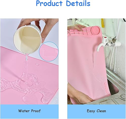 Miniatura 6 de Tapete de pintura de silicona, tablero de dibujo, 20 x 11 pulgadas, tapete de arte de silicona para artistas para niños, arcilla de regalo,