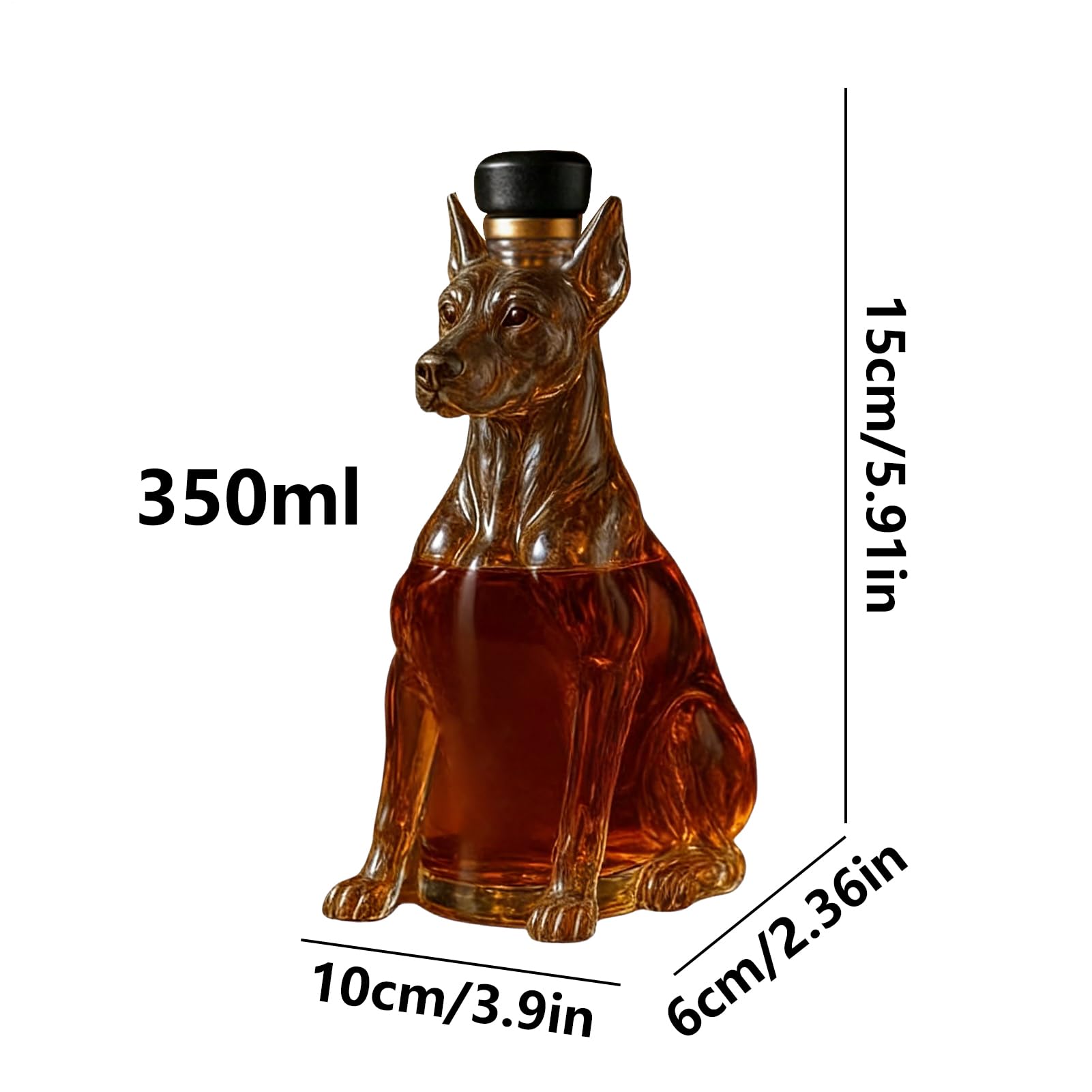 Generico Botella de whisky | Objeto decorativo en forma de perro de 350 ml | Decantador para licores y licores - Para hombre, papá, bar, casa, comedor, cocina, , boda, cumpleaños
