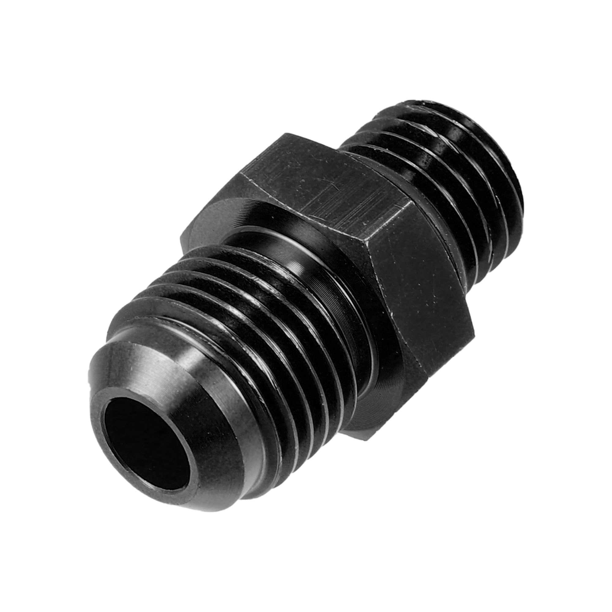 2x Adaptateur Union Flare Mâle AN6-M12*1.5 - Alliage Aluminium Anodisé Noir - Pour Ligne Carburant