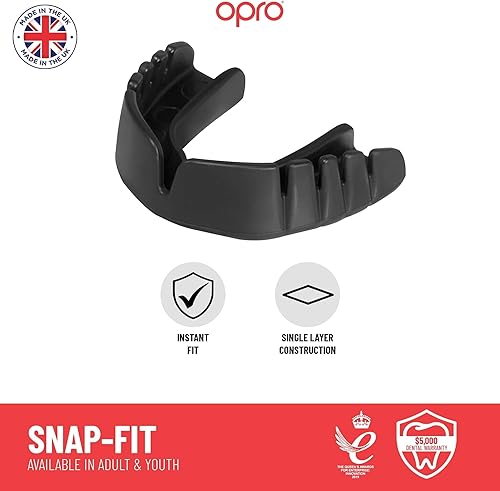 Miniatura 4 de OPRO Snap-Fit + Strap - Protector bucal deportivo para adultos y jóvenes, protector bucal para fútbol, hockey, lacrosse, rugby, MMA, boxeo y otros