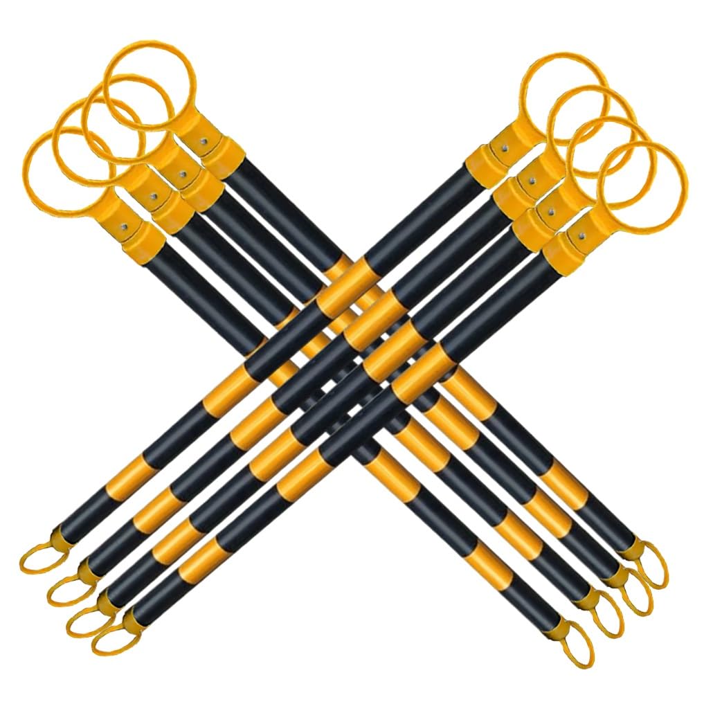 SGKOMN 16 Pcs Adjustable Traffic Cone Barrier with Reflective Sheeting, 47-78 Inch Retractable Safety Divider, Yellow & White Crowd Control & Warning System, Yellow1 and Black1-8pcs