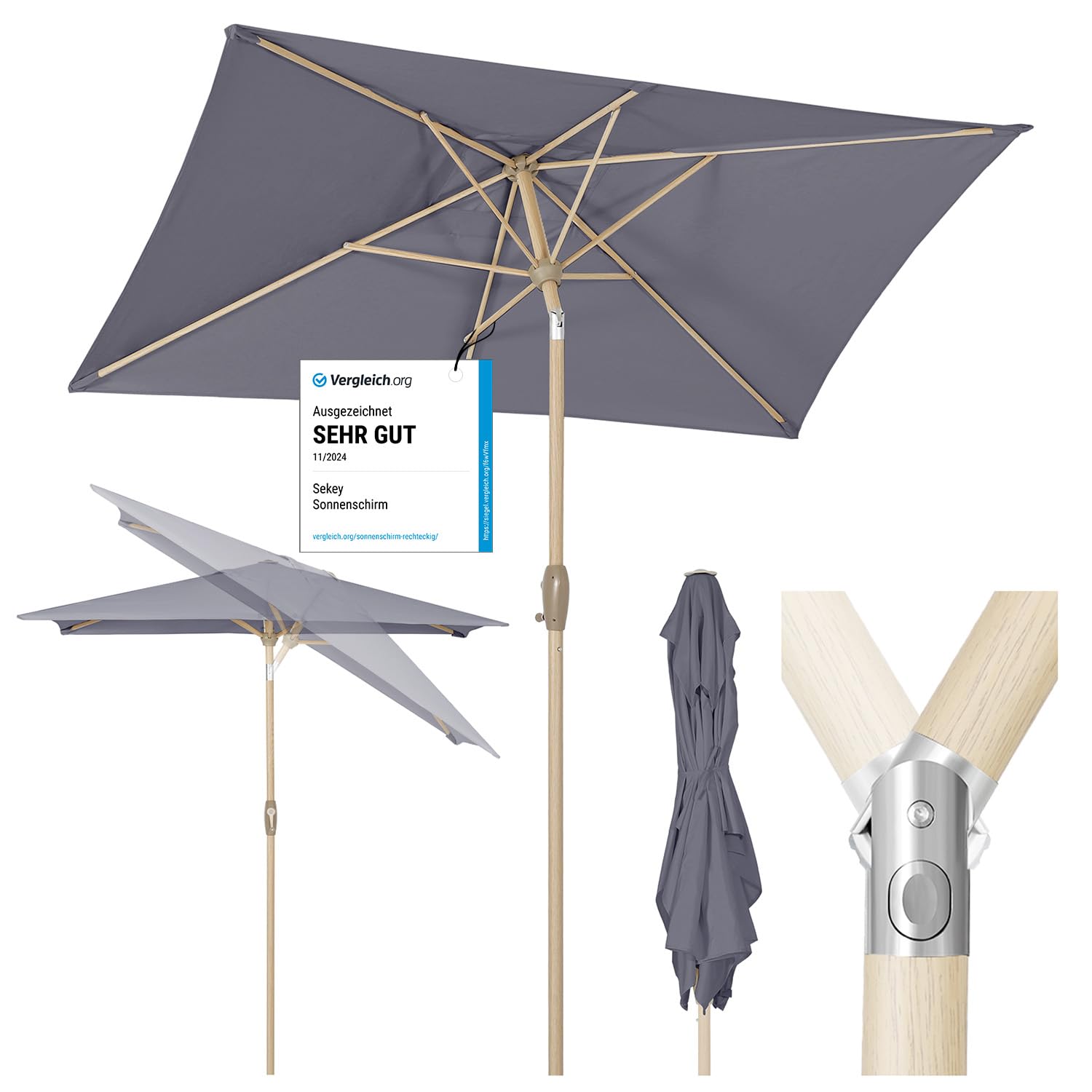 Parasol 200 Cm, Marktparasol, Tuinparasol, Uv-Bescherming Tot Upf 50