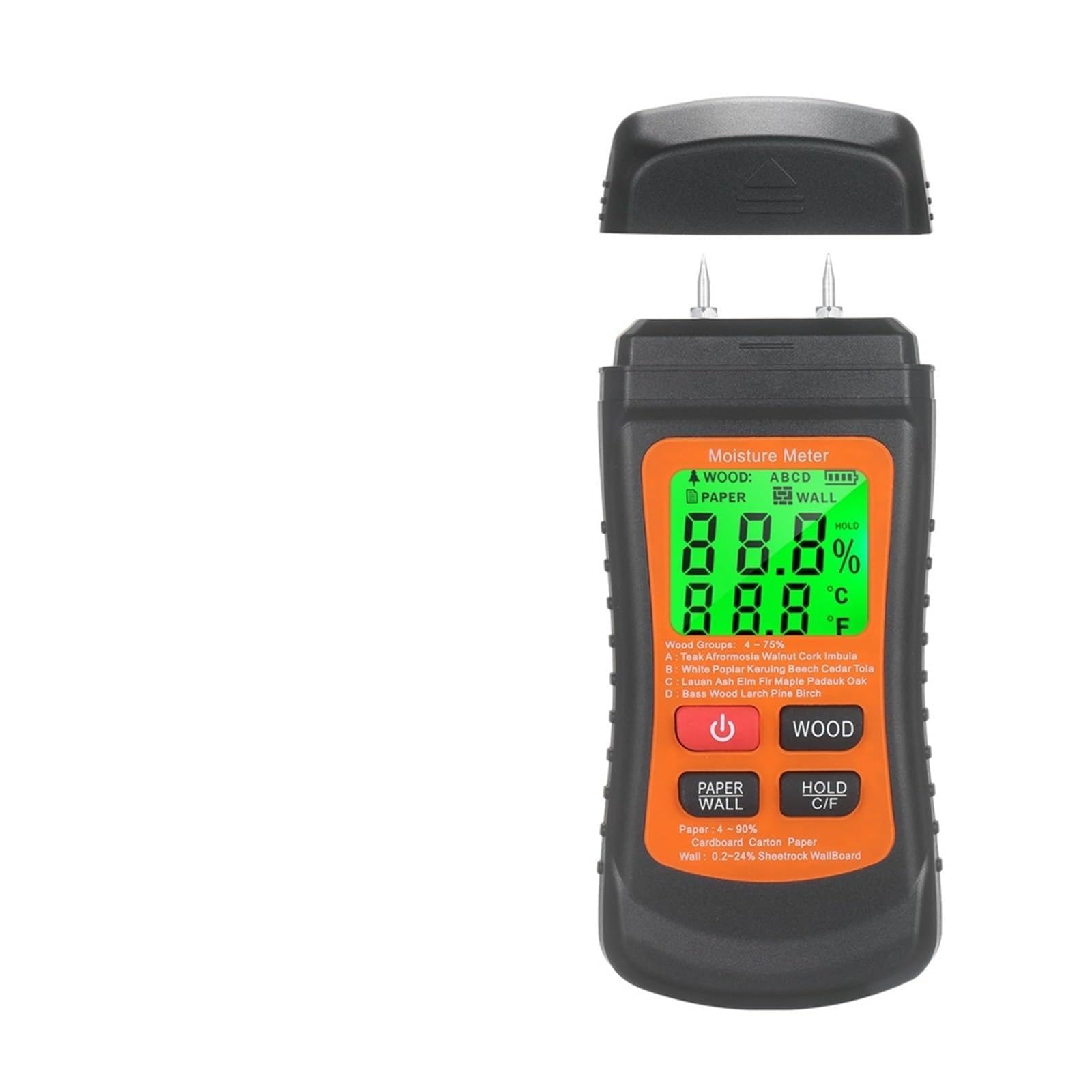 Mnmioio One Color Digital Moisture Tester, Multifunctional Digital Wood Moisture Meter Two Needle Wall Cardboard Timber Humidity Tester Content Detector