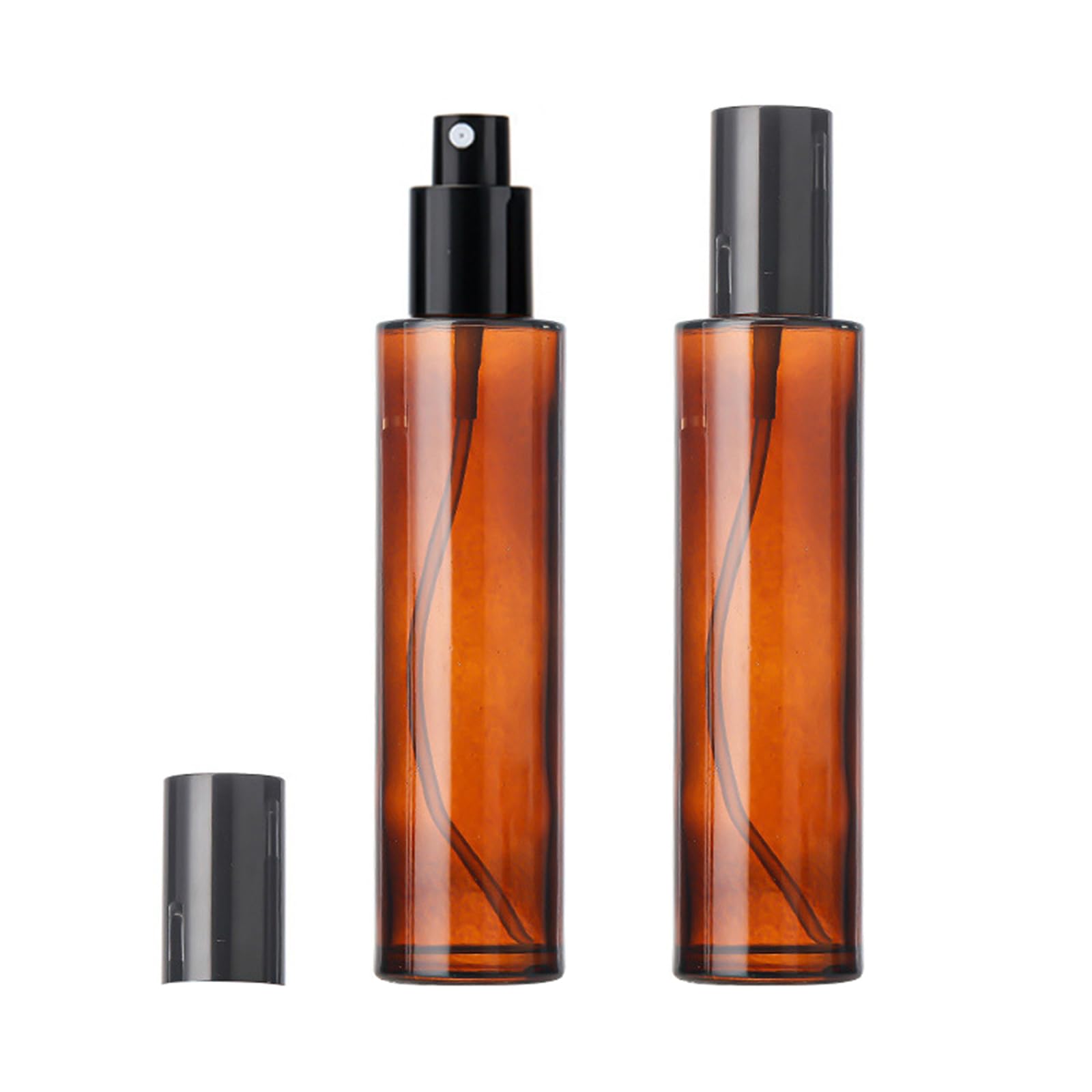 Happyupcity 2Pcs 120ml/4oz Empty Amber Glass Spray Bottles with Black Cap Refillable Small Fine Mist Spraying Bottles Cosmetic Sample Vials Travel