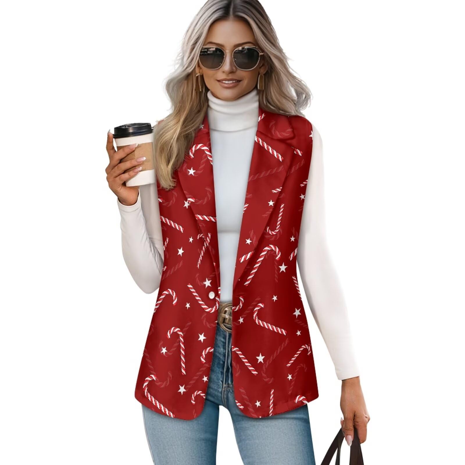 Womens Summer Sleeveless Vest Tops - Lightweight Casual Loose Work Office Blazers Suit Jackets S-5XL