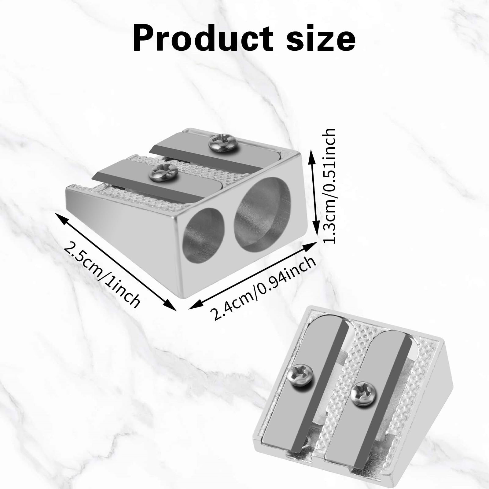 4 Temperamatite Manuali In Metallo Magnesio - Doppio Foro, Rettangolari, Portatili - Per Matite Standard E Grosse, Forniture Ufficio E Scuola