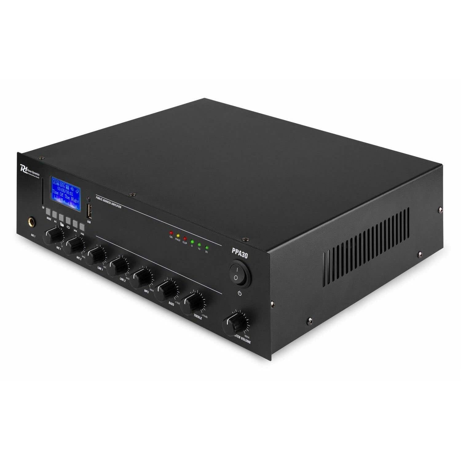 Power Dynamics PPA30-100 Volt Verstärker mit Bluetooth, USB, SD, MP3-Player, max 30 Watt, 100V Verstärker, 1 Zone, Bluetooth Verstärker für kleine Soundinstallationen, Beschallungsverstärker