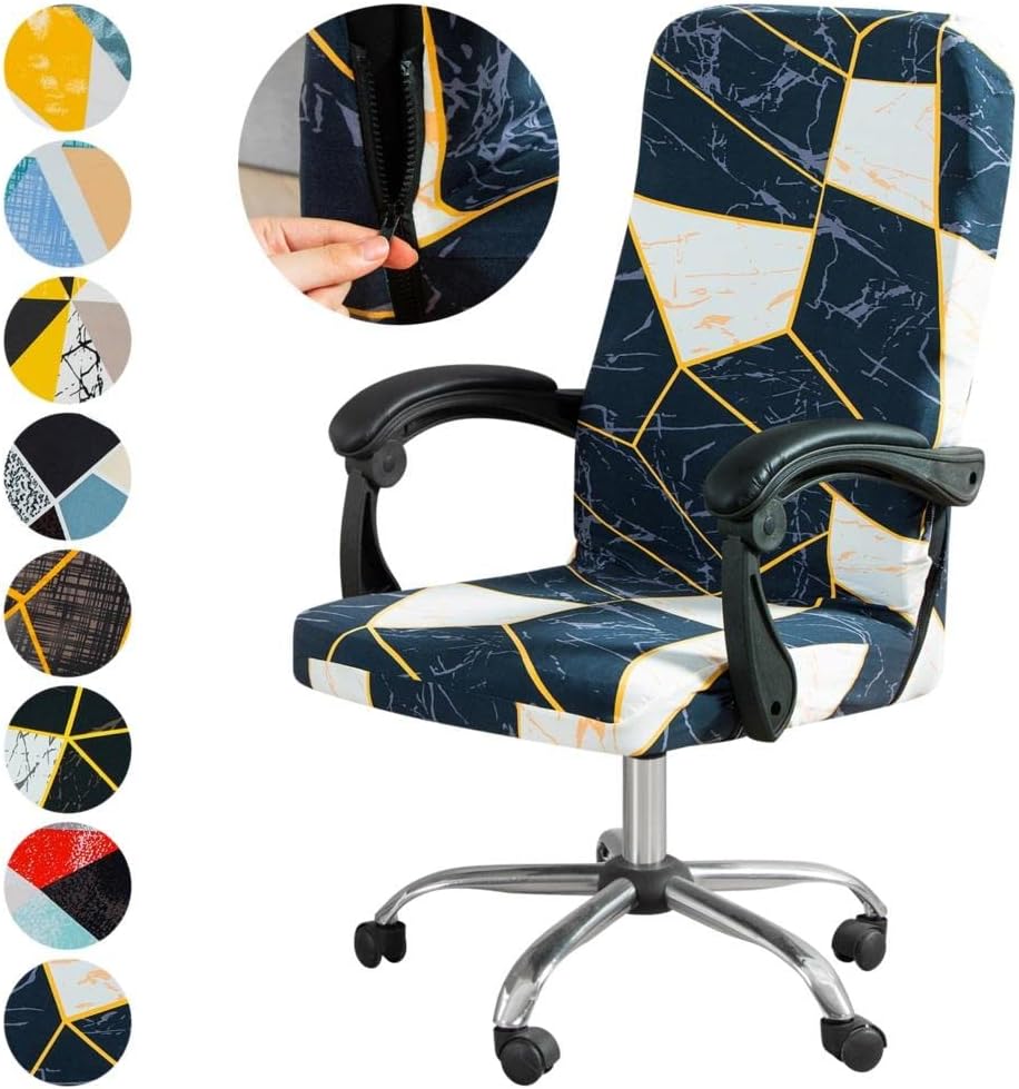 DINGZZ Printed Elastic Elastic Office Chair Cover Washable Chair Cover Rotatable Chair Protective Cover 4 Pieces ( Color : D , Size : M Code ) : Home & Kitchen