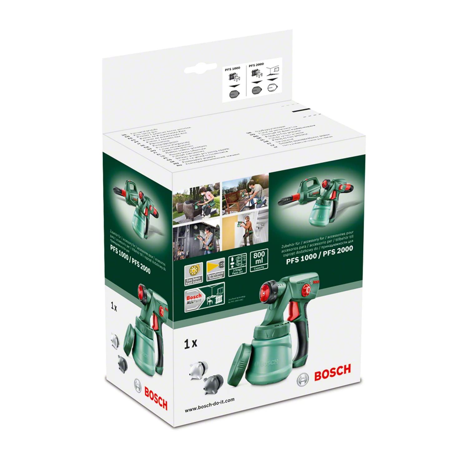 Bosch Spruzzatore di vernice per sistemi di verniciatura a spruzzo PFS 1000 e PFS 2000 (Volume: 800 ml, confezione in cartone)
