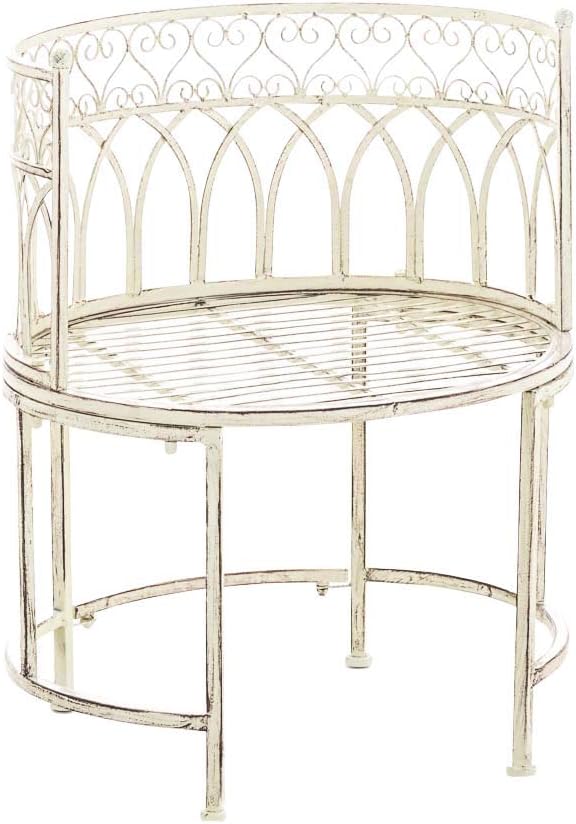 CLP Antique metal garden chair JINGLE, iron, wonderfully embellished antique cream