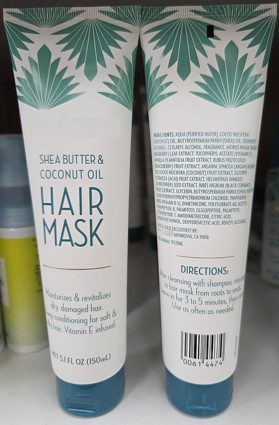 Trader Joe Shea Butter & Coconut Oil Hair Mask 5.1fl oz 150ml (Two Tubes)