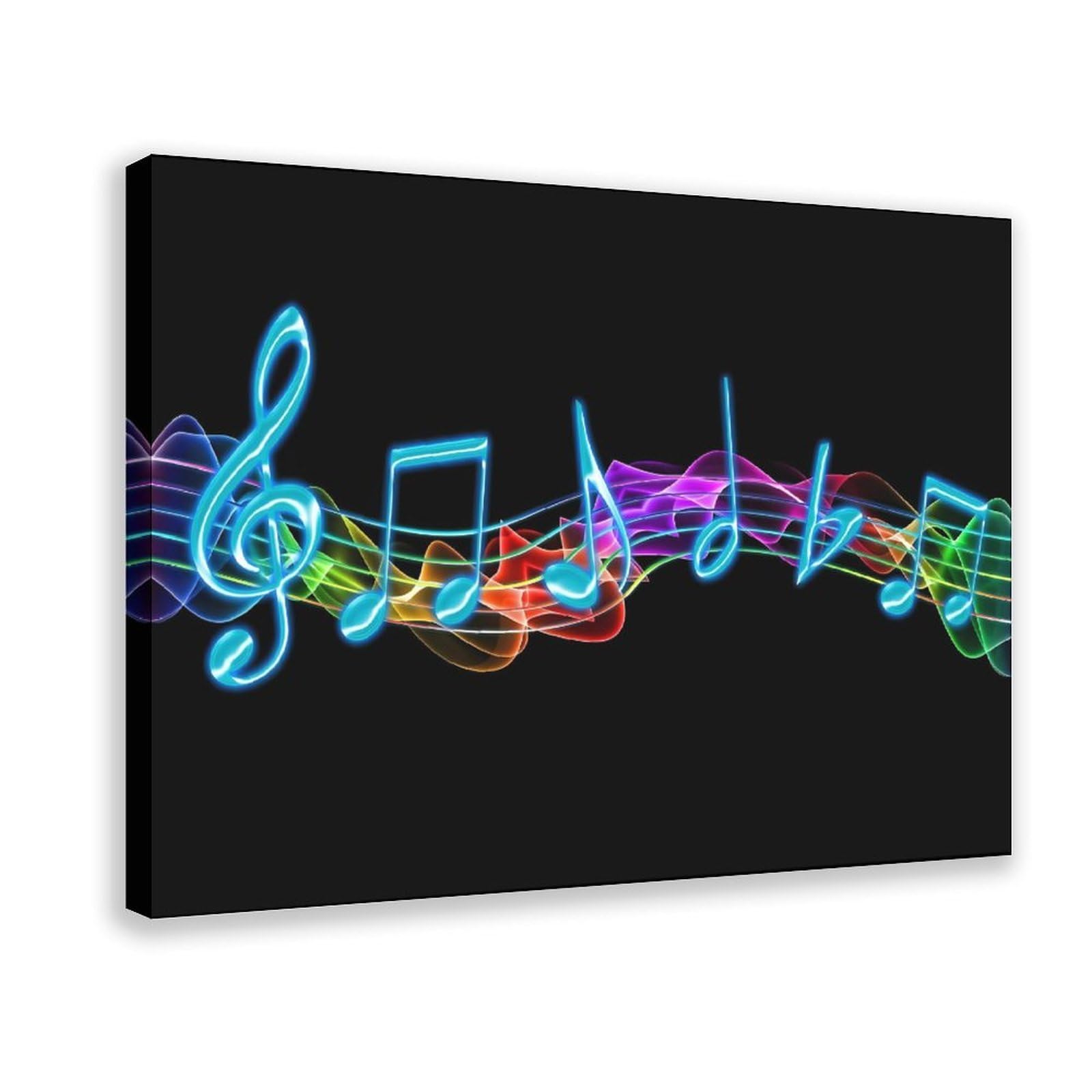 Qnvjqkdsi Frame Neon Music Art Canvas Poster Wall Art Decor Print Picture Paintings For Living Room Bedroom Decoration 24" L X 36" W