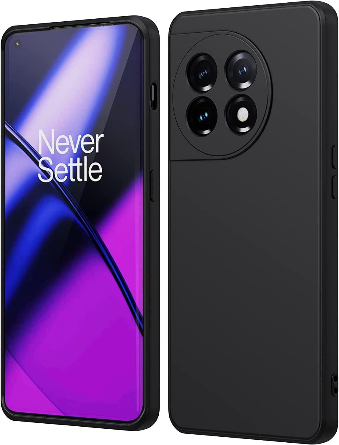 DIZORO Microfiber Candy Compatible for Oneplus 11R 5G Mobile Accessories Trendy Smooth Touch Cushion Liquid Soft Silicone Gel Rubber Phone Cases Non-Slip Full Body Protective Shockproof (Black.)